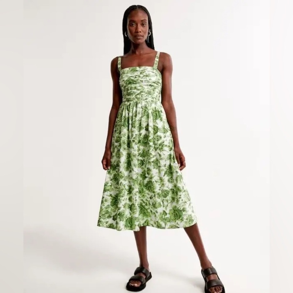 Abercrombie & Fitch Emerson poplin wide strap midi dress